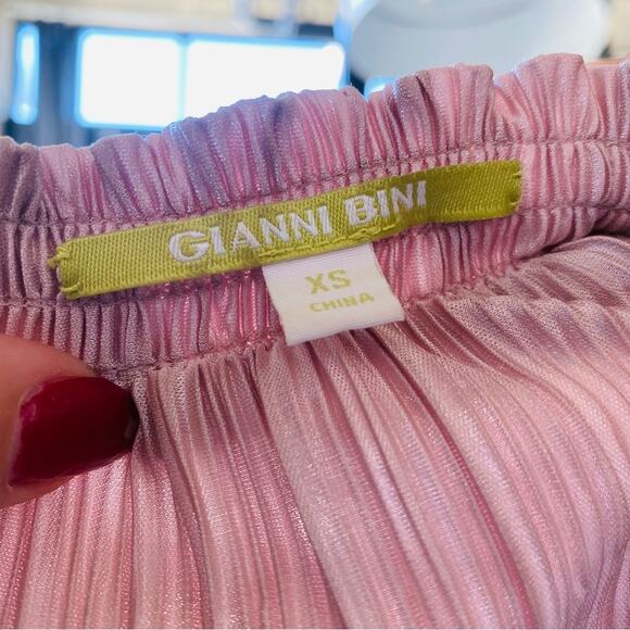 ANTHROPOLOGIE GIANNI BINI Blush Rose Pink Pleated Ruffle Drop Tank Top Blouse XS - Picture 7 of 11